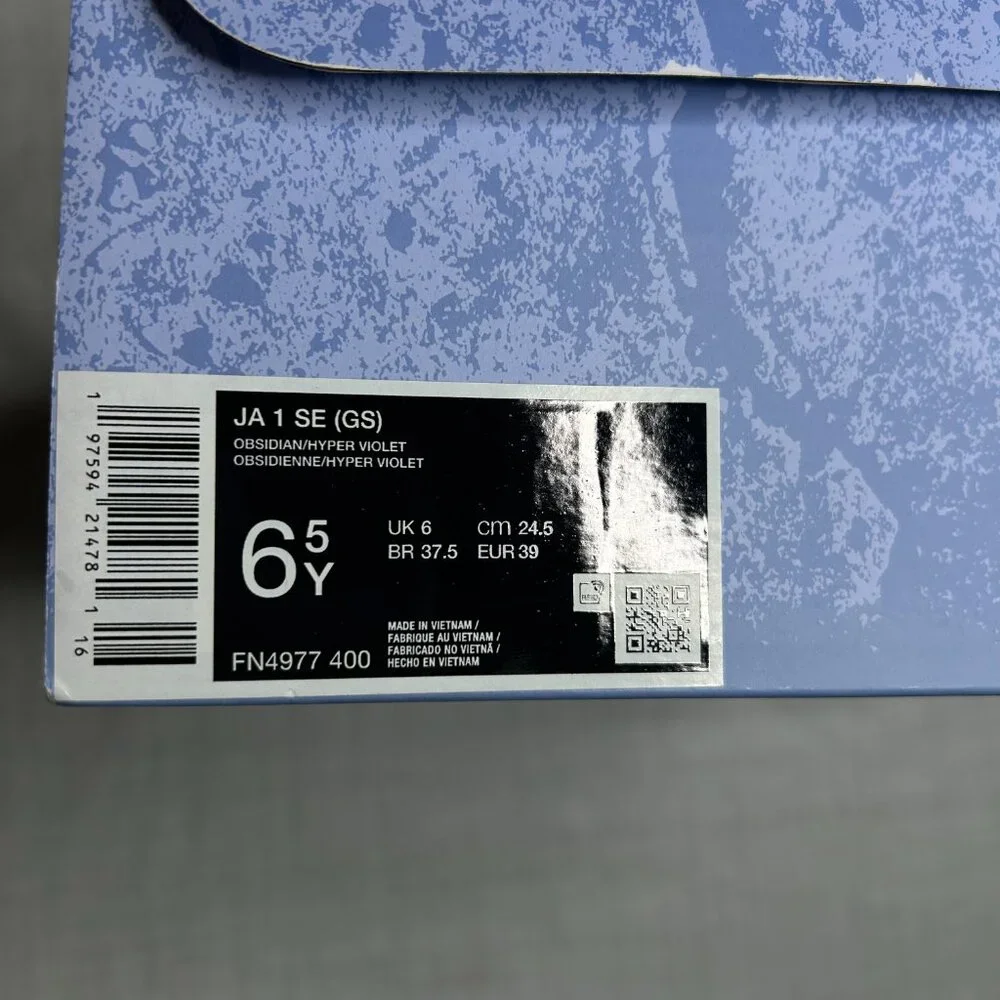 *Brand New* Boys JA Morant 1 SE Obsidian, Hyper Violet Size 6.5Y